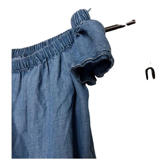 Cloth and Stone Womens Mini Dress Chambray 100% Tencil Off Shoulder Size XS Blue - Picture 3 of 7